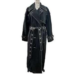 Etica-Jaques Trench Coat black Onyx Denim, size small NWT